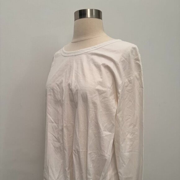 Theory Serah Long Sleeve Knotted Hem Top White, Size Large - Picture 3 of 6